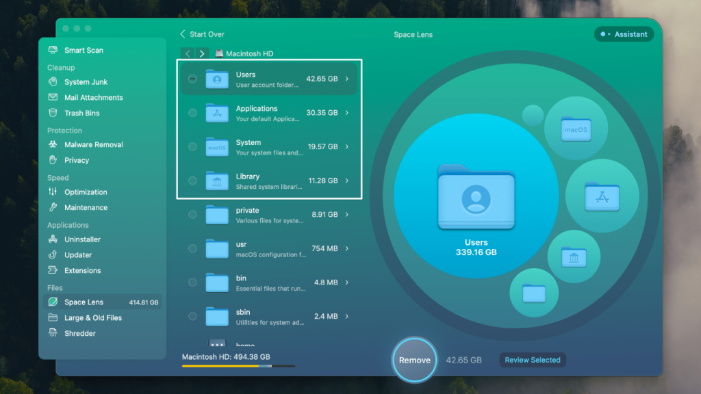 CleanMyMac's spacelens