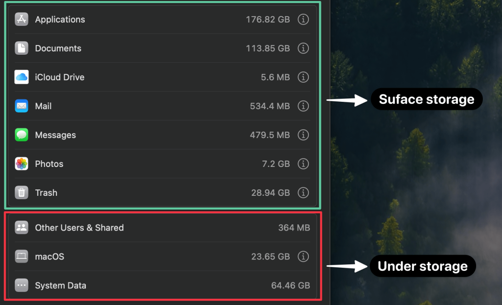 Mac storage settings