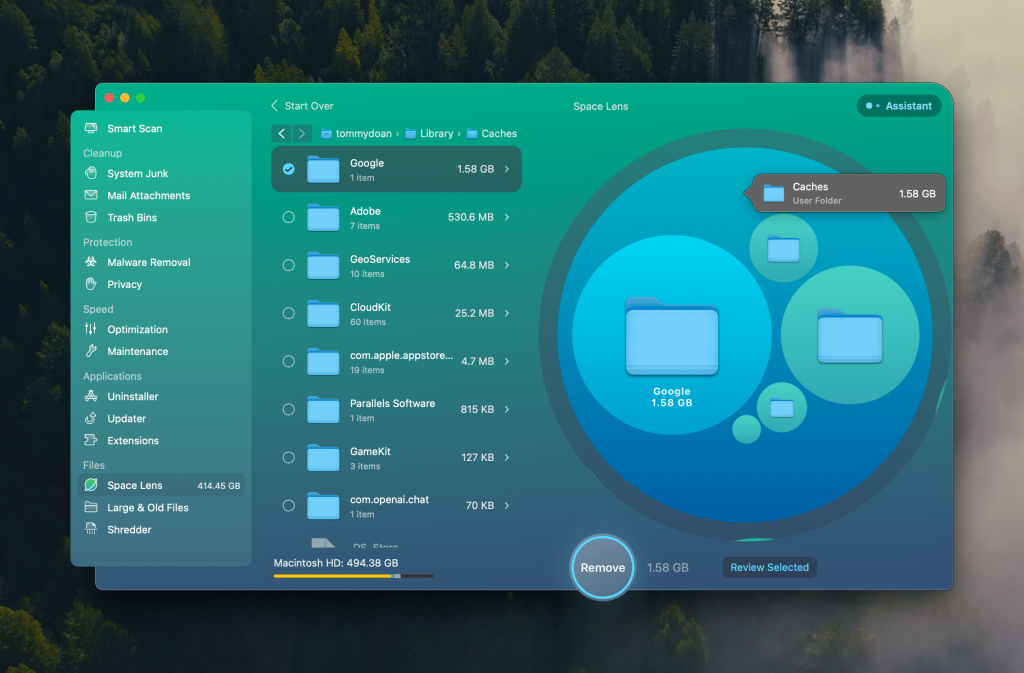 CleanMyMac's spacelens
